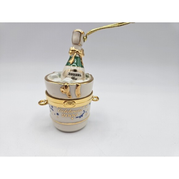 LENOX CELEBRATE 2000 Korbel Champagne Bottle In Bucket Trinket Box Ornament y2k - Picture 1 of 5